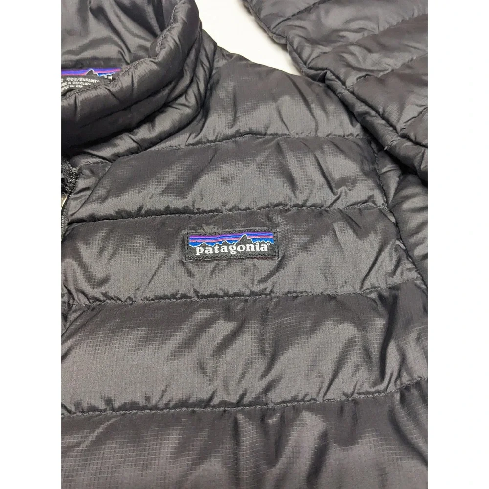 Patagonia Kids Down Sweater Jacket Black Size L 12 Recycled Puffer Full Zip